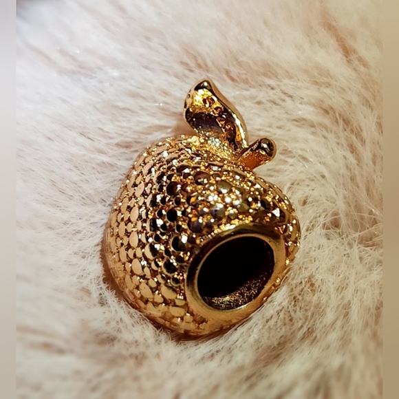 14 Kt Rose Gold Plated Sterling Silver Textured Matte Apple Charm - Picture 5 of 6